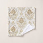 Soft Cream Towels Victorian Damask Bath Accent Bad Handdoek (Wasdoekje)