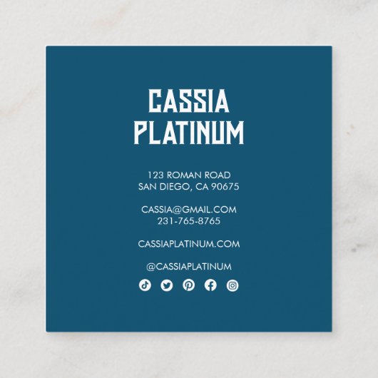 Soft Curves Blue Roze minimalistische sociale pict Vierkante Visitekaartje (Achterkant)