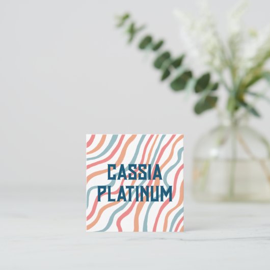 Soft Curves Blue Roze minimalistische sociale pict Vierkante Visitekaartje (Staand voorkant)