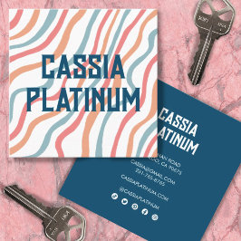 Soft Curves Blue Roze minimalistische sociale pict Vierkante Visitekaartje