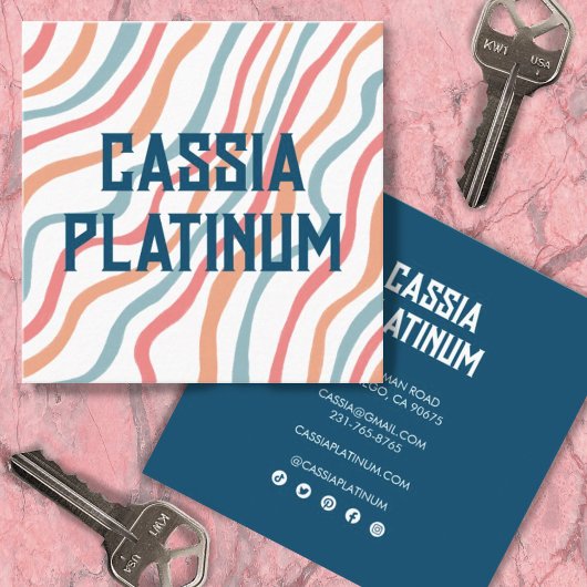 Soft Curves Blue Roze minimalistische sociale pict Vierkante Visitekaartje