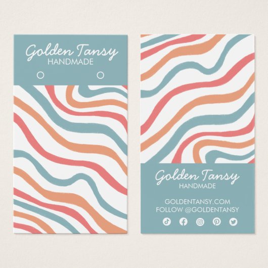 Soft Curves Blue Waring Jewels Display Card Visitekaartje (Voorkant /achterkant)