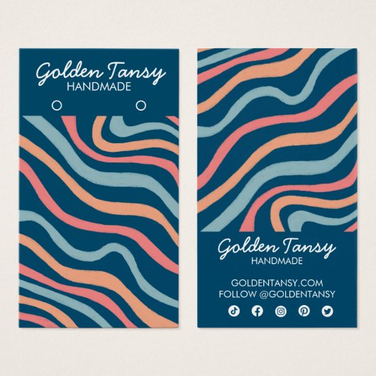 Soft Curves Blue Waring Jewels Display Card Visitekaartje (Voorkant /achterkant)