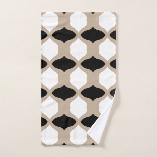 Soft Curves Pattern - Taupe, Black en White Bad Handdoek (Handdoek)