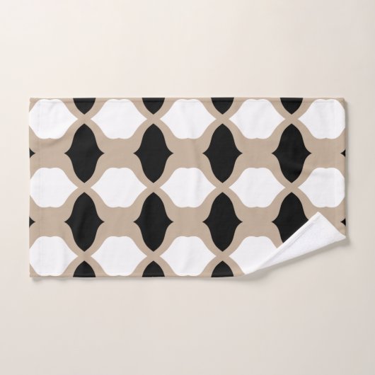 Soft Curves Pattern - Taupe, Black en White Bad Handdoek (Handdoek)