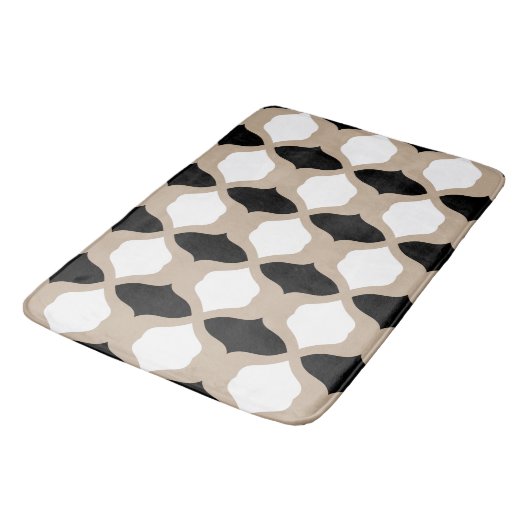 Soft Curves Pattern - Taupe, Black en White Badmat (Gekanteld)
