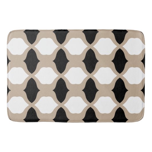 Soft Curves Pattern - Taupe, Black en White Badmat (Voorkant)