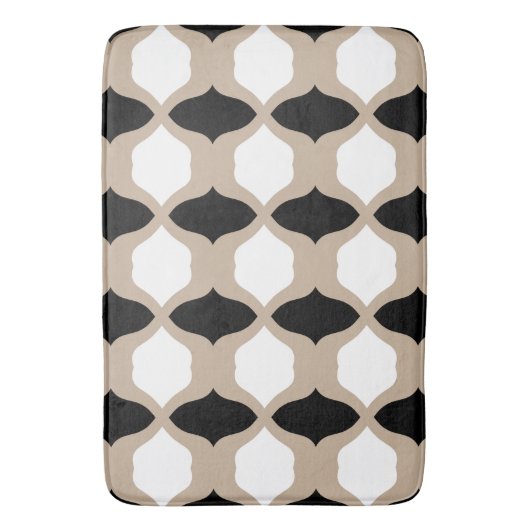 Soft Curves Pattern - Taupe, Black en White Badmat (Voorkant Verticaal)