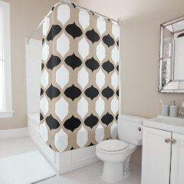 Soft Curves Pattern - Taupe, Black en White Douchegordijn