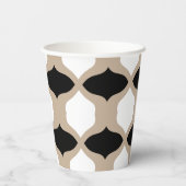 Soft Curves Pattern - Taupe, Black en White Papieren Bekers (Achterkant)