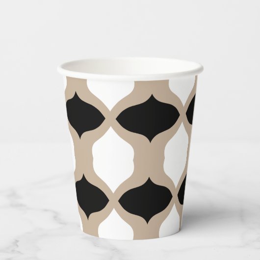 Soft Curves Pattern - Taupe, Black en White Papieren Bekers (Achterkant)