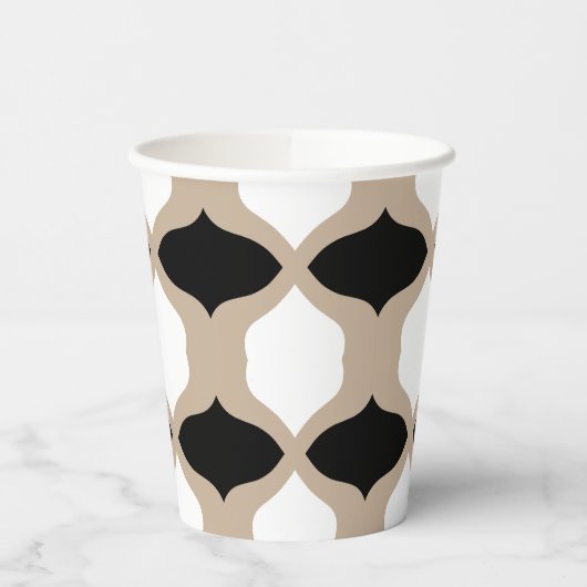 Soft Curves Pattern - Taupe, Black en White Papieren Bekers (Links)