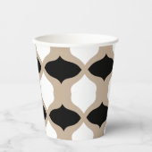 Soft Curves Pattern - Taupe, Black en White Papieren Bekers (Voorkant)