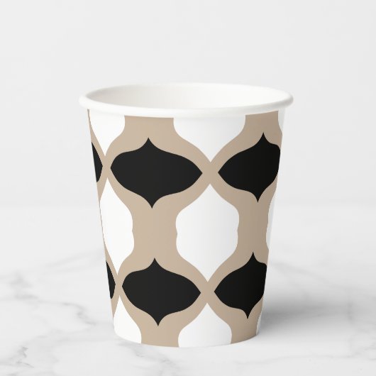 Soft Curves Pattern - Taupe, Black en White Papieren Bekers (Voorkant)
