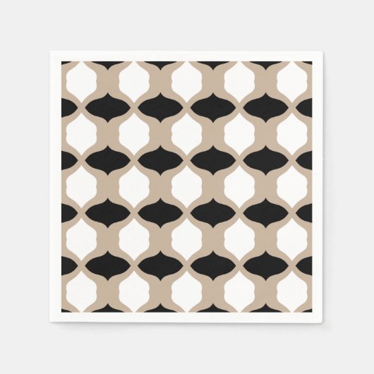Soft Curves Pattern - Taupe, Black en White Servet (Voorkant)