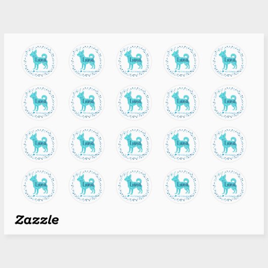 Soft Custom Pastel blue chihuahua Silhouette Ronde Sticker (Vel)