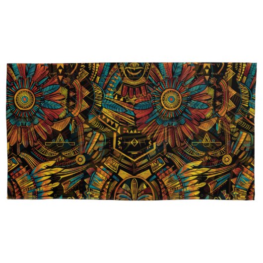 Soft Cyan "Aztec Dream" Pluche King Kussensloop (Voorkant)