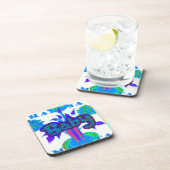 Soft Cyan Blue Flower Art: A Baby's Touch. Bier Onderzetter (Rechterzijde)