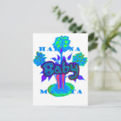 Soft Cyan Blue Flower Art: A Baby's Touch. Briefkaart (Staand voorkant)