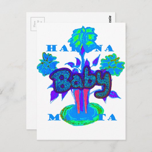 Soft Cyan Blue Flower Art: A Baby's Touch. Briefkaart (Voorkant / Achterkant)