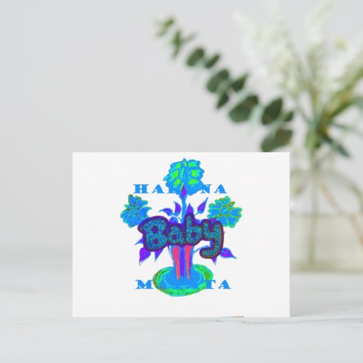 Soft Cyan Blue Flower Art: A Baby's Touch. Briefkaart (Staand voorkant)