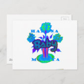 Soft Cyan Blue Flower Art: A Baby's Touch. Briefkaart (Voorkant / Achterkant)