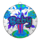 Soft Cyan Blue Flower Art: A Baby's Touch. Dartbord (Voorkant)