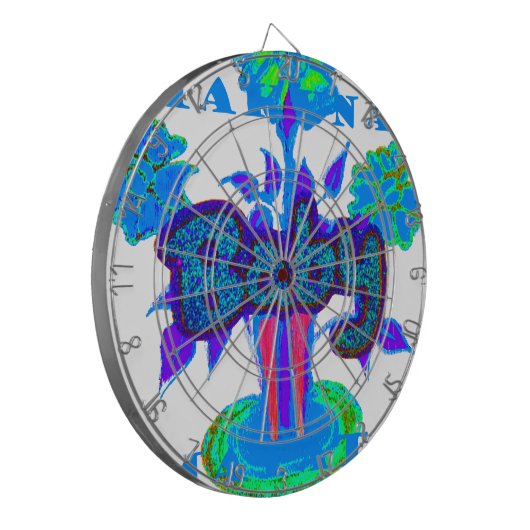 Soft Cyan Blue Flower Art: A Baby's Touch. Dartbord (Voorkant Links)