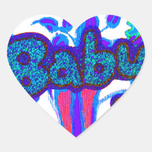 Soft Cyan Blue Flower Art: A Baby's Touch. Hart Sticker