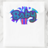 Soft Cyan Blue Flower Art: A Baby's Touch. Ovale Sticker (Tas)