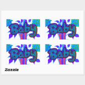 Soft Cyan Blue Flower Art: A Baby's Touch. Rechthoekige Sticker (Vel)