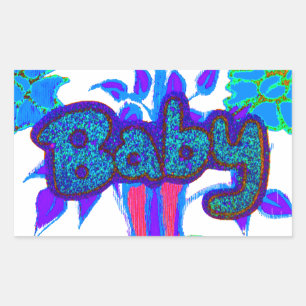 Soft Cyan Blue Flower Art: A Baby's Touch. Rechthoekige Sticker