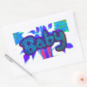 Soft Cyan Blue Flower Art: A Baby's Touch. Rechthoekige Sticker (Envelop)