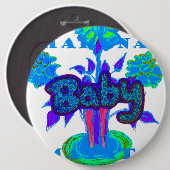 Soft Cyan Blue Flower Art: A Baby's Touch. Ronde Button 6,0 Cm (Voorkant /achterkant)