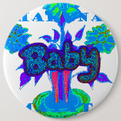 Soft Cyan Blue Flower Art: A Baby's Touch. Ronde Button 6,0 Cm (Voorkant)