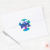 Soft Cyan Blue Flower Art: A Baby's Touch. Ronde Sticker (Envelop)