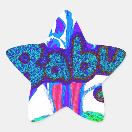 Soft Cyan Blue Flower Art: A Baby's Touch. Ster Sticker (Voorkant)