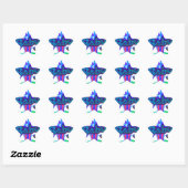 Soft Cyan Blue Flower Art: A Baby's Touch. Ster Sticker (Vel)