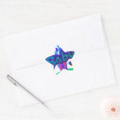 Soft Cyan Blue Flower Art: A Baby's Touch. Ster Sticker (Envelop)