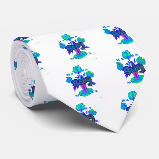 Soft Cyan Blue Flower Art: A Baby's Touch. Stropdas (Opgerold)