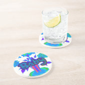 Soft Cyan Blue Flower Art: A Baby's Touch. Zandsteen Onderzetter (Zijkant)