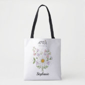 Soft Daisy Birth Flower – Personalized April Gift Tote Bag (Voorkant)