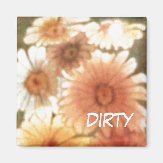 "Soft Daisy" Dirty Dishwasher Status Floral Magnet (Voorkant)