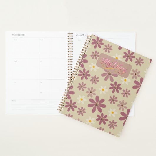 Soft Daisy Floral Pattern in Mauve & Cream Romanti Planner (Display)