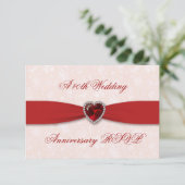 Soft Damask 40th Wedding Jubileum RSVP Kaartje (Staand voorkant)