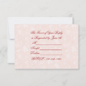 Soft Damask 40th Wedding Jubileum RSVP Kaartje (Achterkant)
