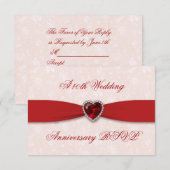 Soft Damask 40th Wedding Jubileum RSVP Kaartje (Voorkant / Achterkant)