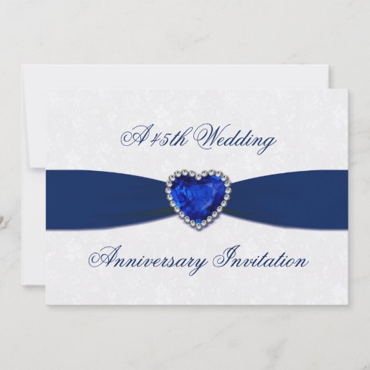 Soft Damask 45th Wedding Jubileum 5x7 Uitnodigen Kaart (Voorkant)