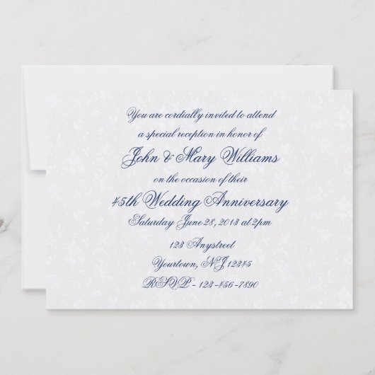 Soft Damask 45th Wedding Jubileum 5x7 Uitnodigen Kaart (Achterkant)
