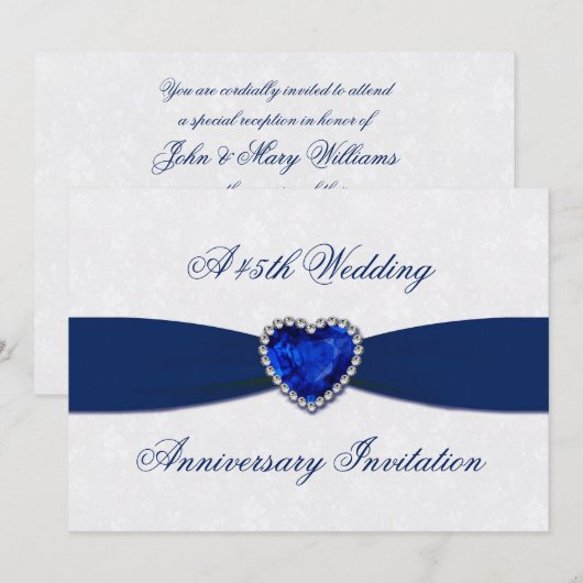 Soft Damask 45th Wedding Jubileum 5x7 Uitnodigen Kaart (Voorkant / Achterkant)